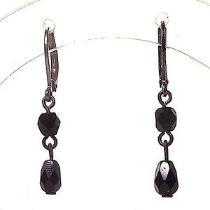 Onyx Bead and Black Metal Earrings